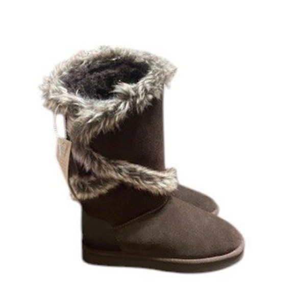 Bearpaw Suede Boots Faux Fur Trim Winter Warm Brown Boots Women's Size 9 - Picture 5 of 7